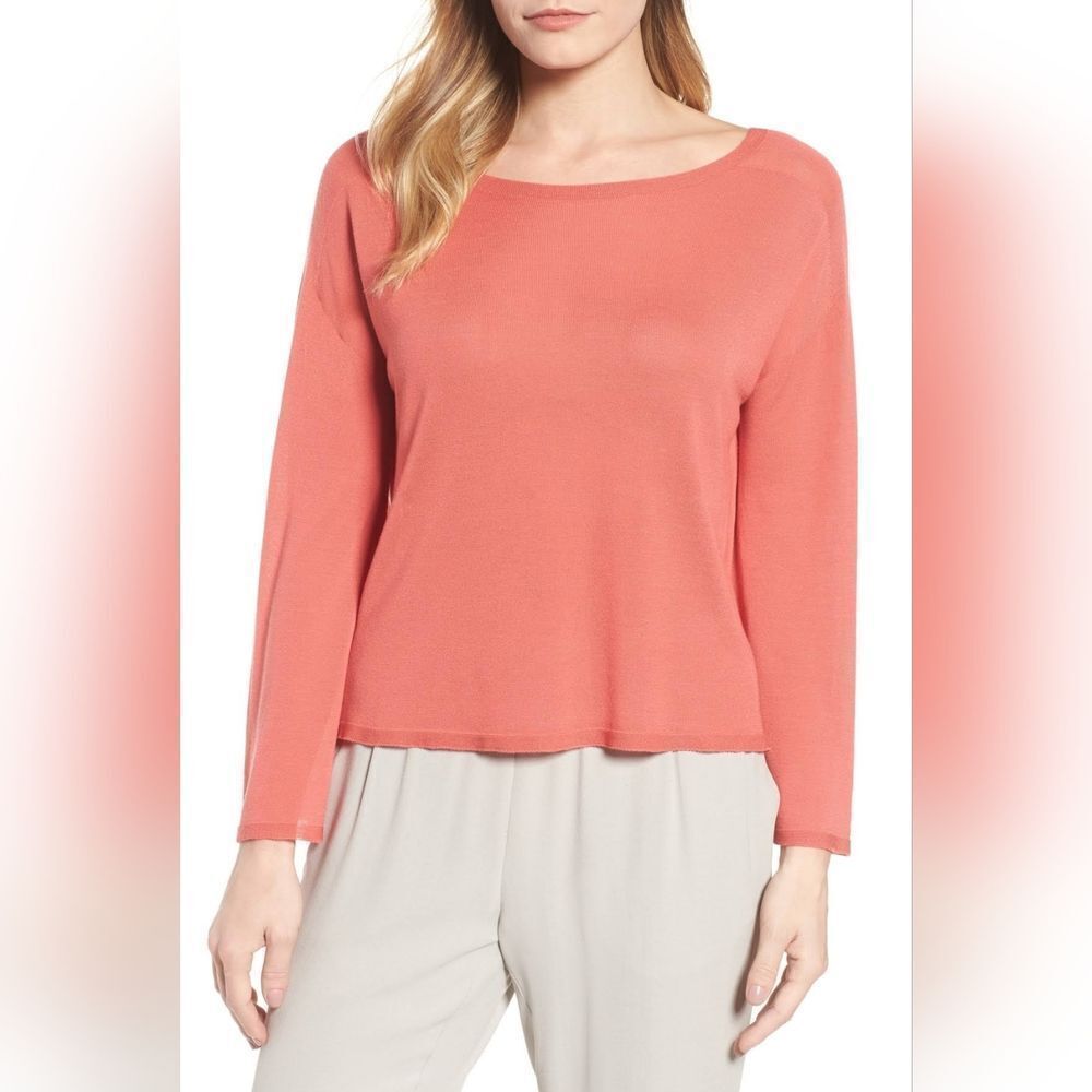 Eileen Fisher Seamless Sleek Tencel Knit Sweater Top Size M